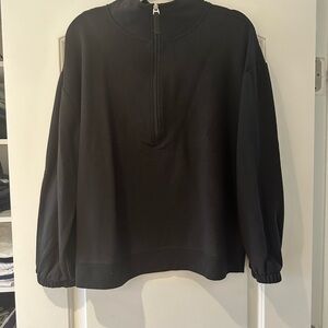 Black Half-Zip Pullover Sweatshirt